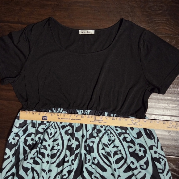 Nemidor Black and Blue Patterned Maxi Dress Size 24 - Picture 10 of 11